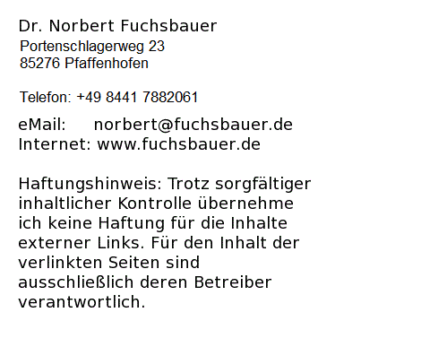 Impressum Dr. Norbert Fuchsbauer